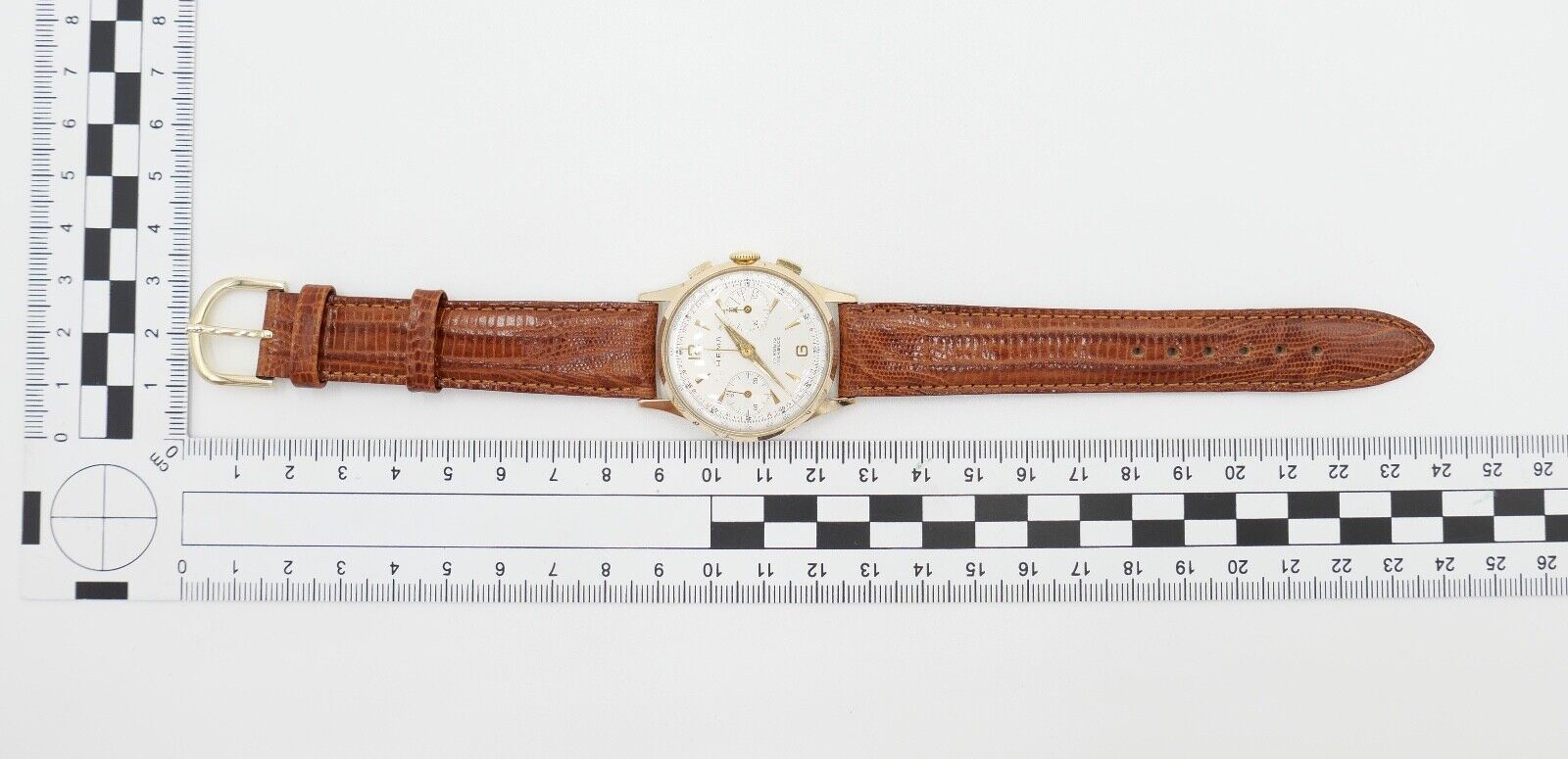 HEMA Chronograph Cal. Landeron 248 Herren Armbanduhr Handaufzug Ø 34mm neus Band - Antikhandel-Stuttgart