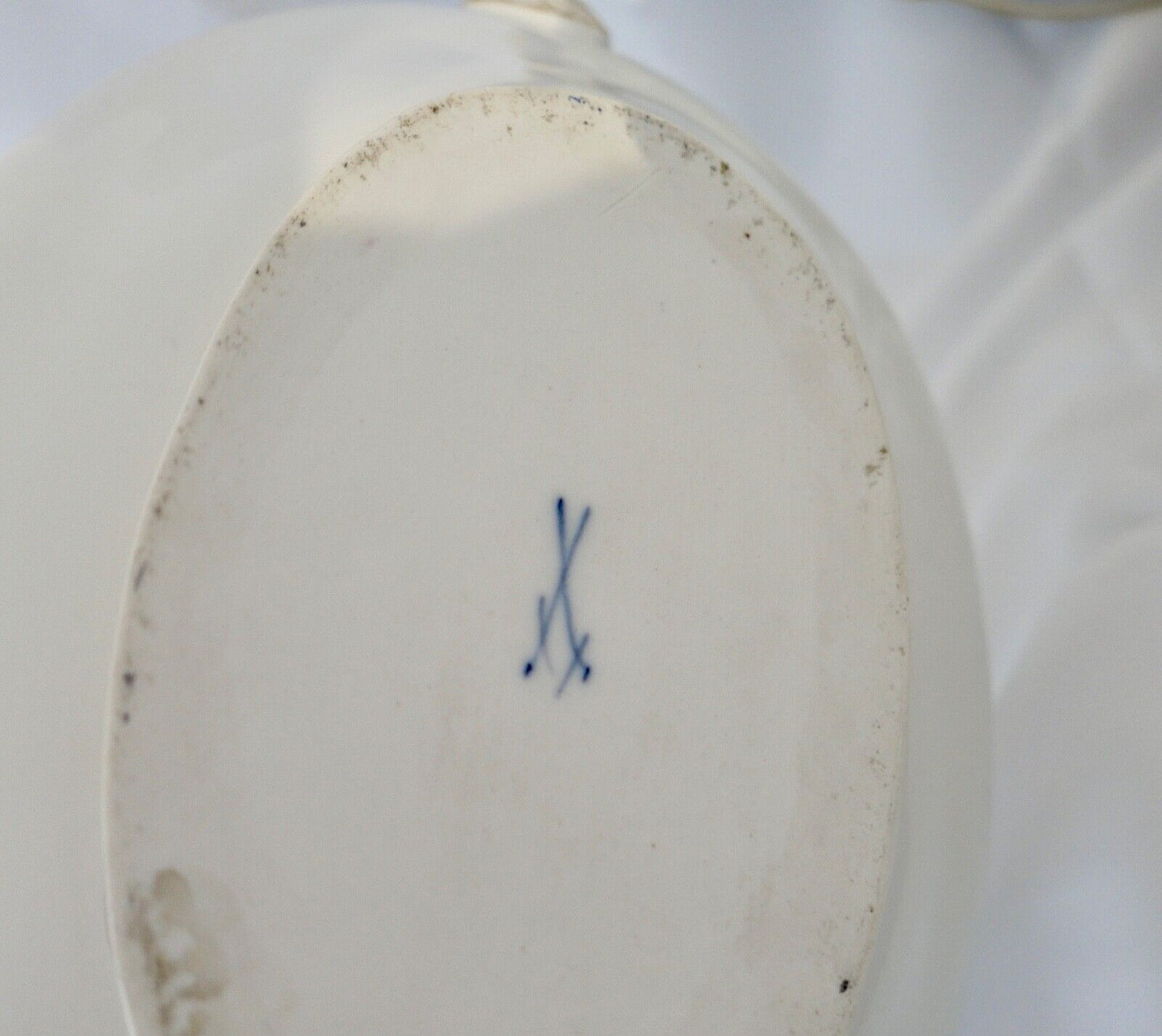 Knaufzeit seltenes Meissen Speiseservice Weiß Blau Gold Putto XXL Platte 1.Wahl - Antikhandel-Stuttgart