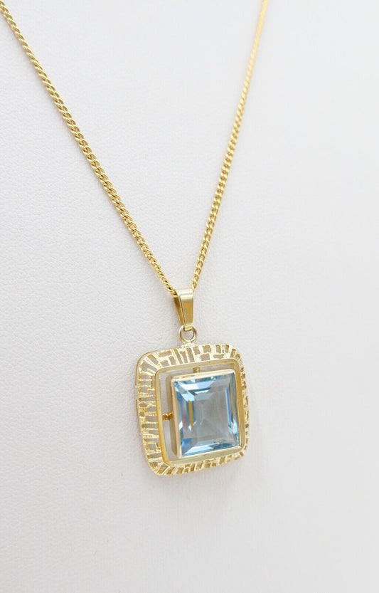 K&L Kordes & Lichtenfels Pforzheim Anhänger Gold 333 / 8K mit blauem Glasstein - Antikhandel-Stuttgart