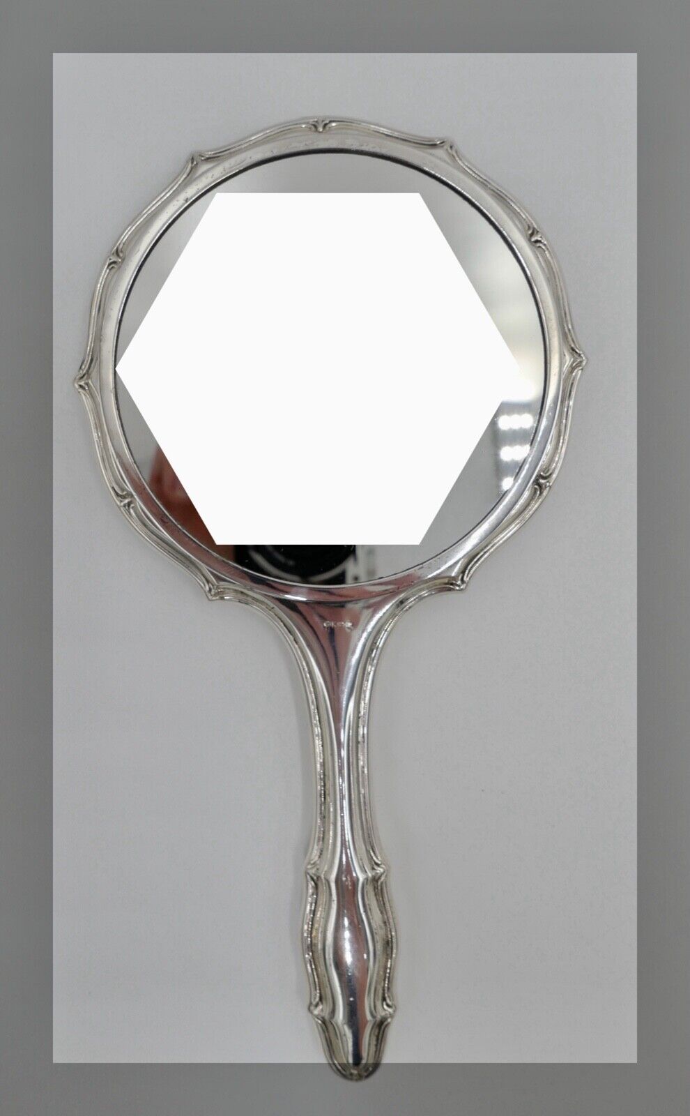 Alter G+K 925 Silber Handspiegel Ø 12,3cm GK NEUwertig - Antikhandel-Stuttgart