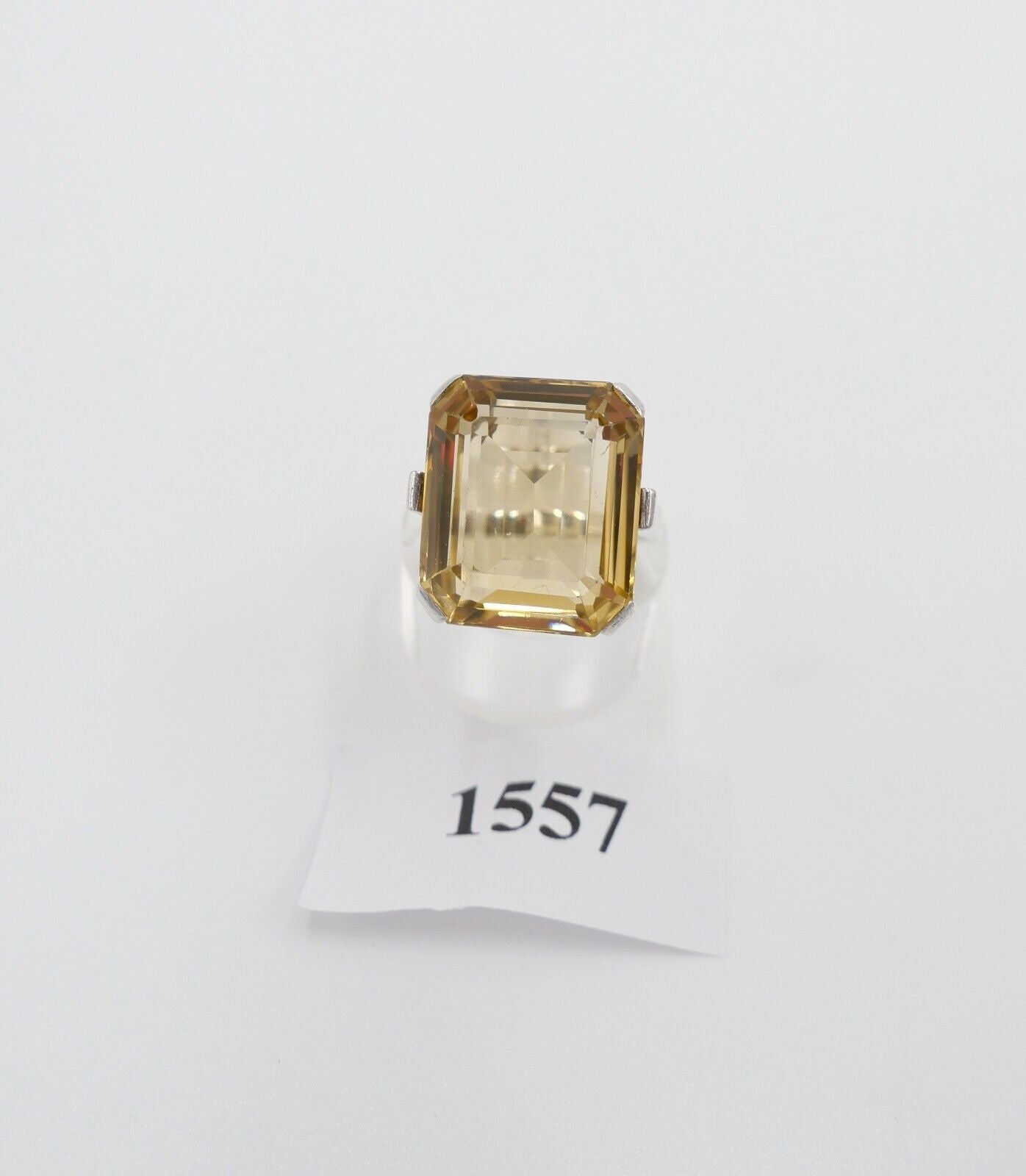 60er Jahre Damenring Gr. 56 Ring 830 Silber synthetischer Citrin - Antikhandel-Stuttgart