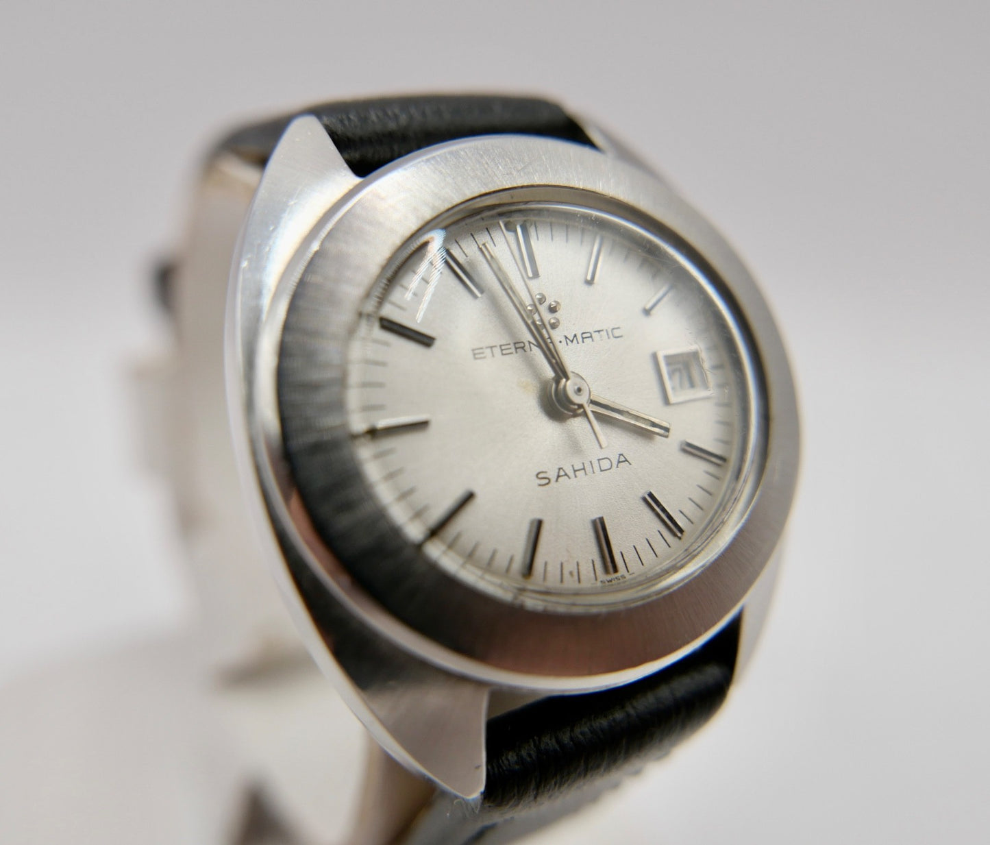 70er Eterna-Matic Sahida Damenuhr Automatic graues Zifferblatt 161T Cal. 12671