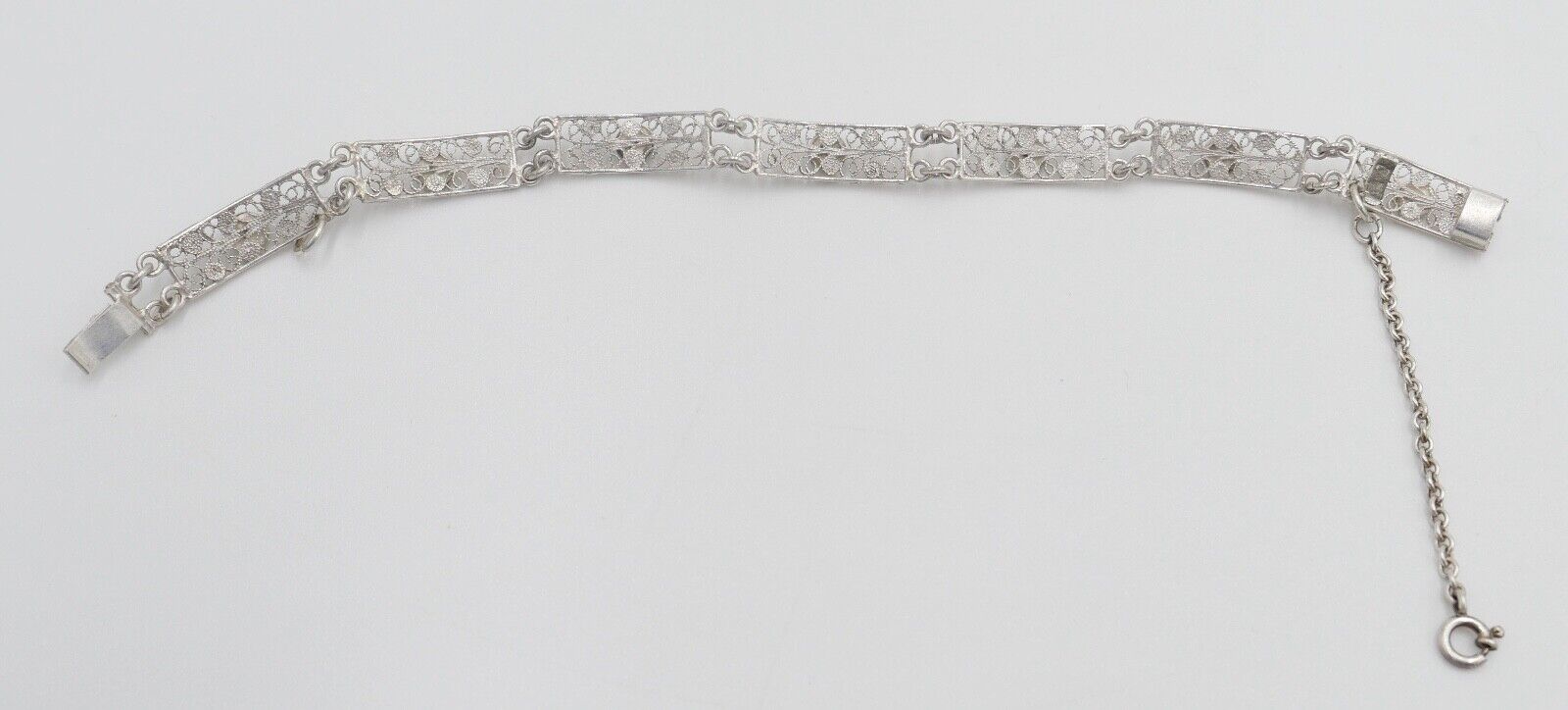 filigranes 60er Jahre 800 Silber Armband mit Chrysopras - Antikhandel-Stuttgart