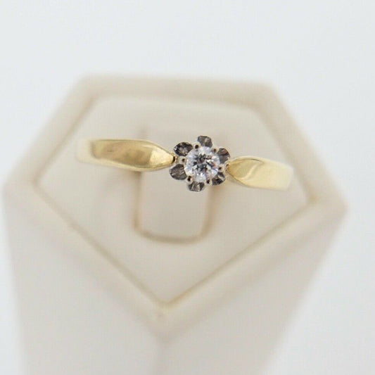 Eleganter Gelbgold Solitär Diamant / Brillant Ring 0,07 Ct 585 14K Gr. 55 - Antikhandel-Stuttgart