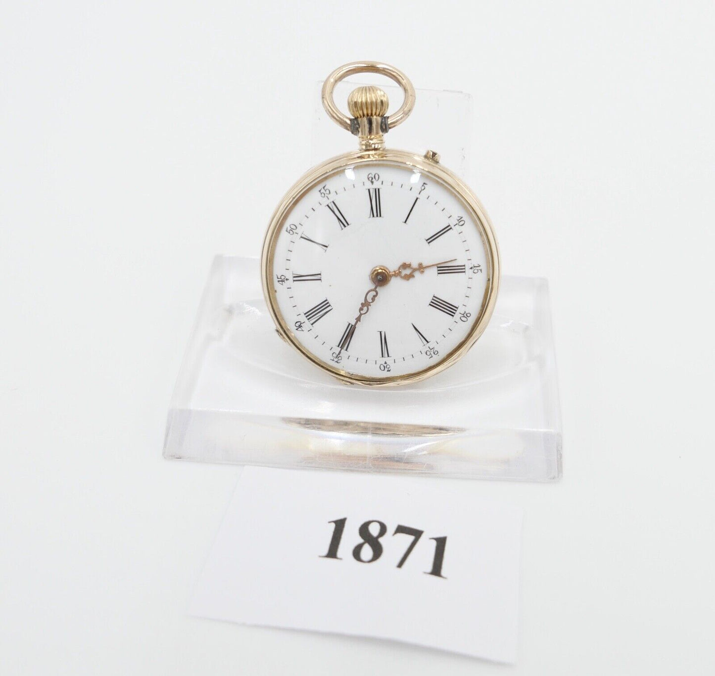 antike Taschenuhr um 1900 Arnold Weber 585 / 14K GOLD 30mm florale Malerei - Antikhandel-Stuttgart