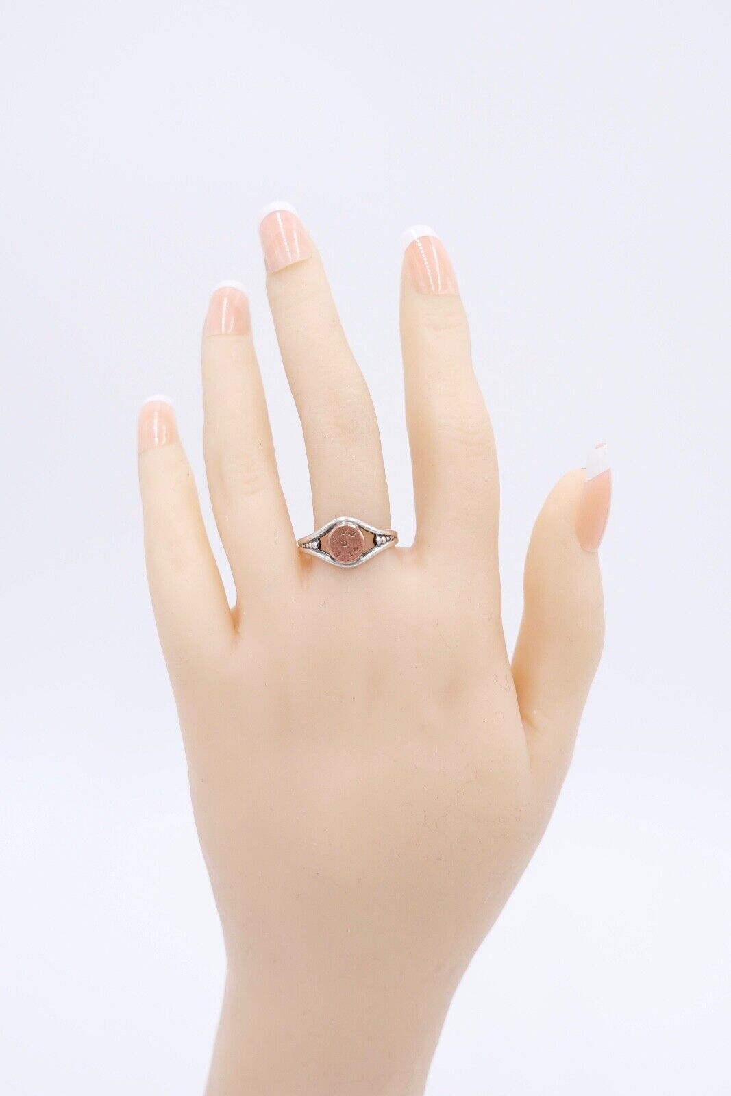 Ring 800 Silber Gr. 57 Ringkopf Kupferplatte mit Initialen und Datum 1914 A.RS D - Antikhandel-Stuttgart