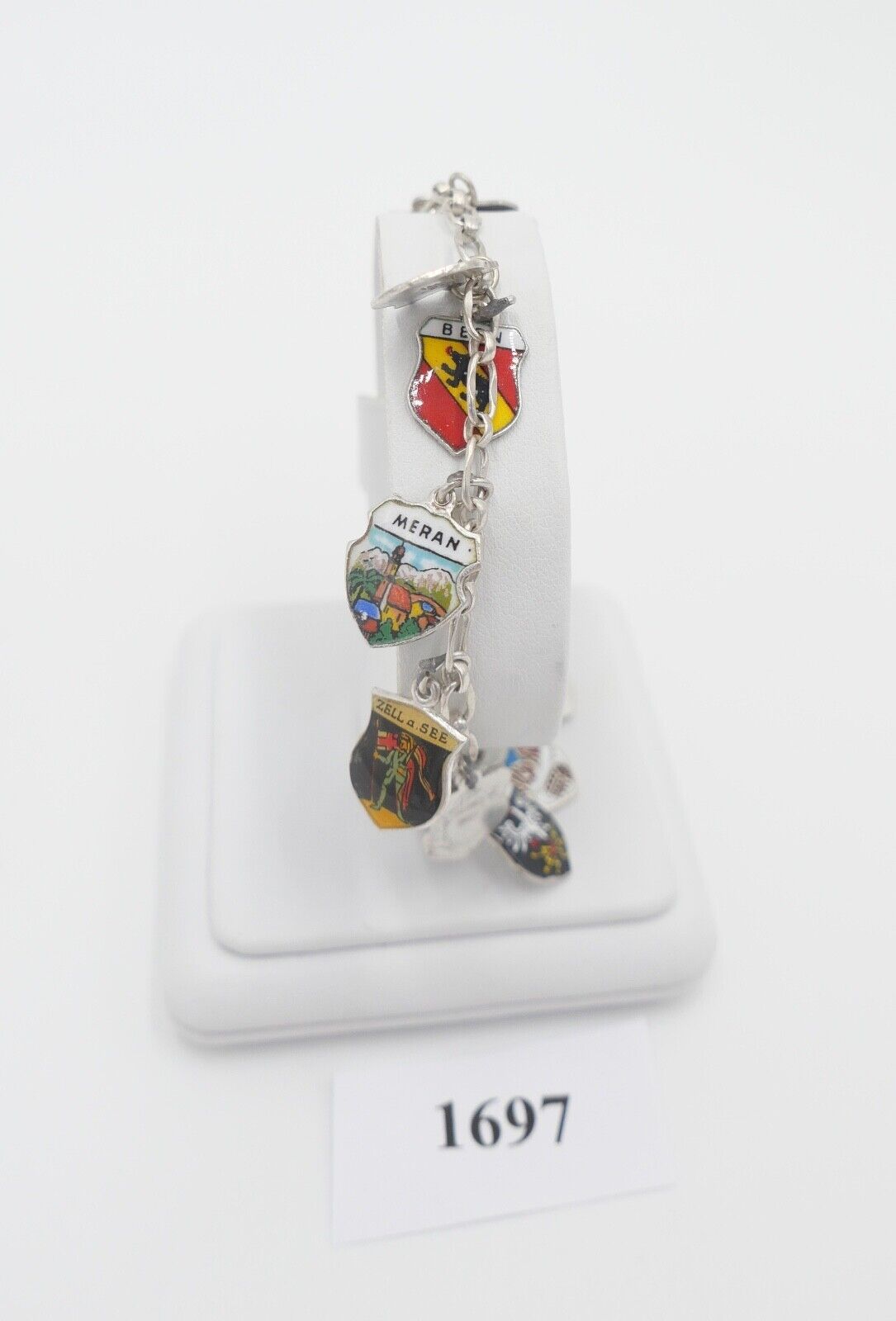 Bettelarmband mit Städte Wappen aus Emaille 800 Silber REU ANTIKO EHJ - Antikhandel-Stuttgart