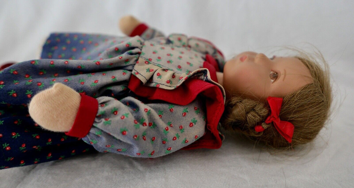 Alte Käthe Kruse Puppe verm. BETTINA Kaethe 26 cm Däumlinchen Braune Augen Zopf - Antikhandel-Stuttgart