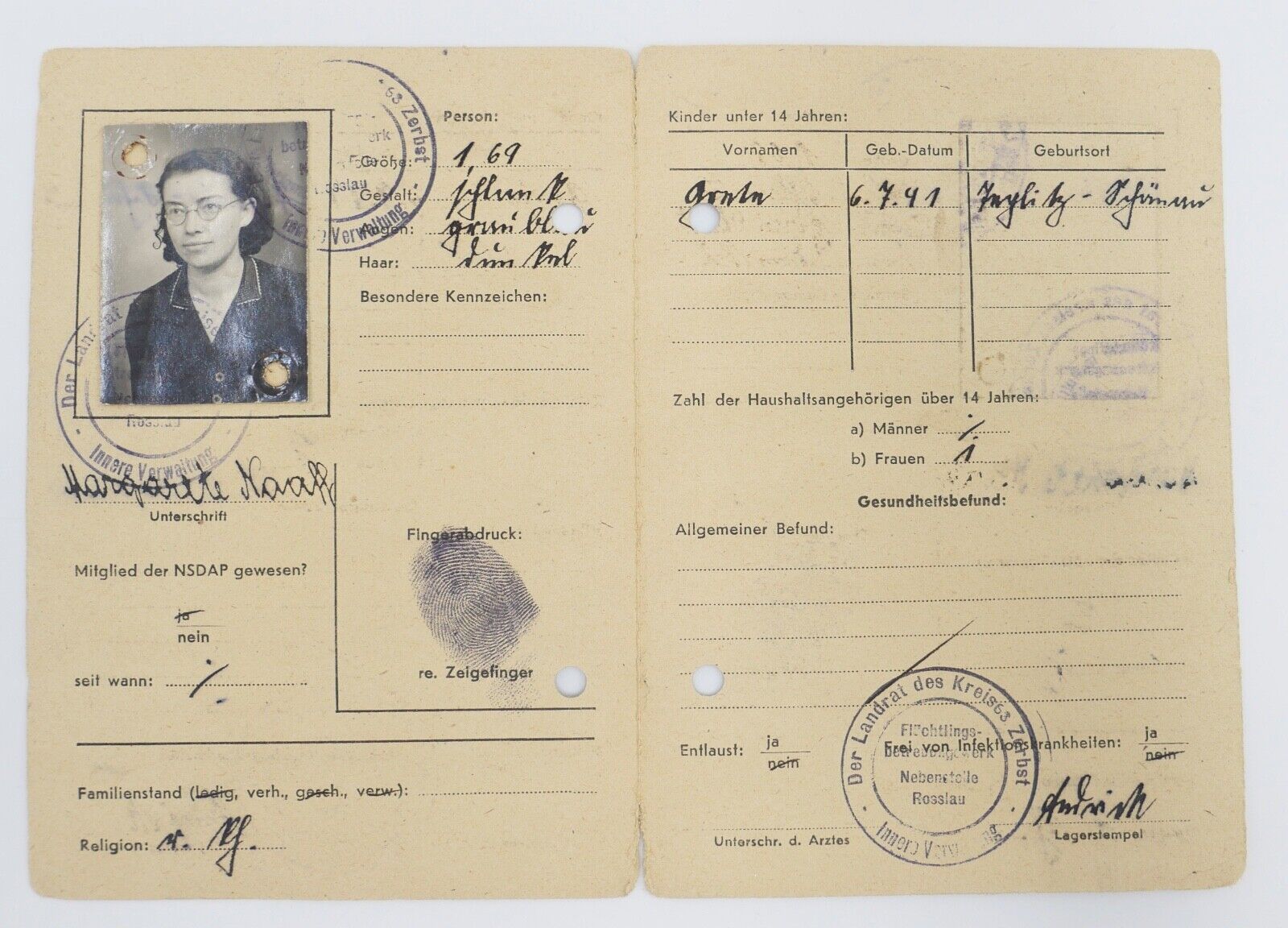 Trauschein Taufbuch Geburts- Taufschein Umsiedler Bescheinigung 1938 1939 1945 - Antikhandel-Stuttgart