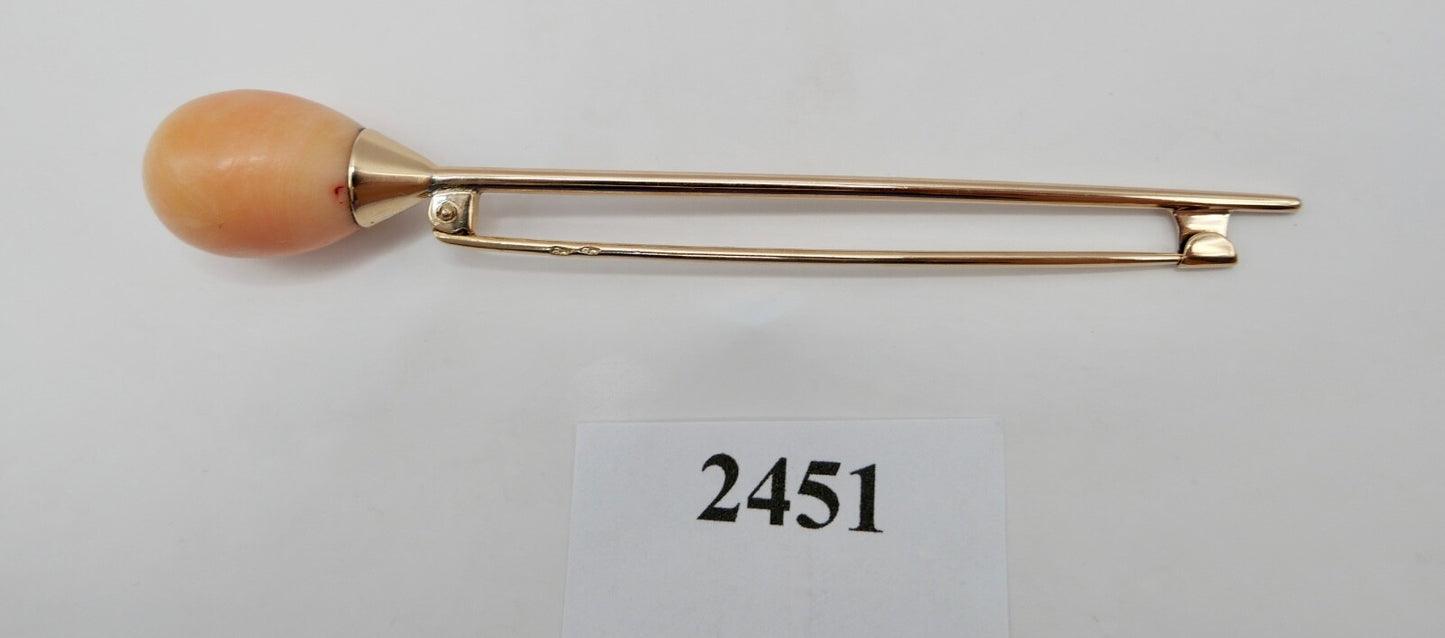 seltene große antike Rotgold Anstecknadel mit Koralle 585 Österreich