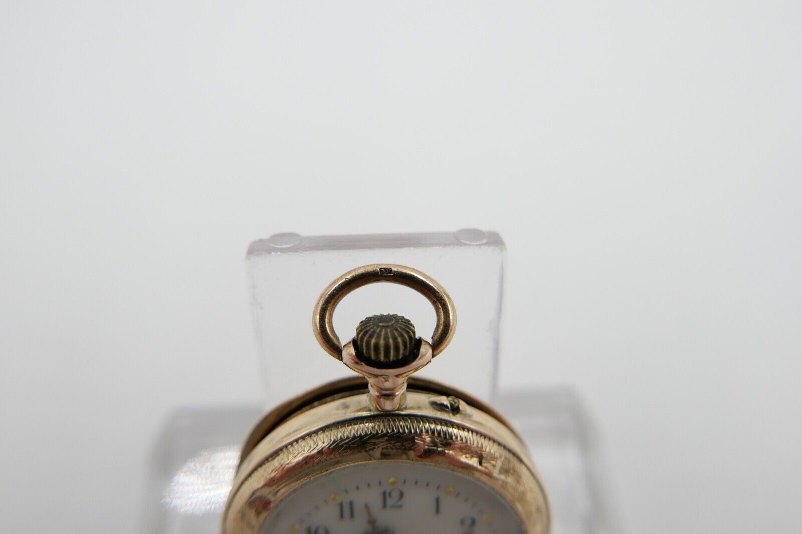 kleine BF Damen Taschenuhr 1930-40er GOLD 585 14K Schweiz Emaille floral 29mm - Antikhandel-Stuttgart