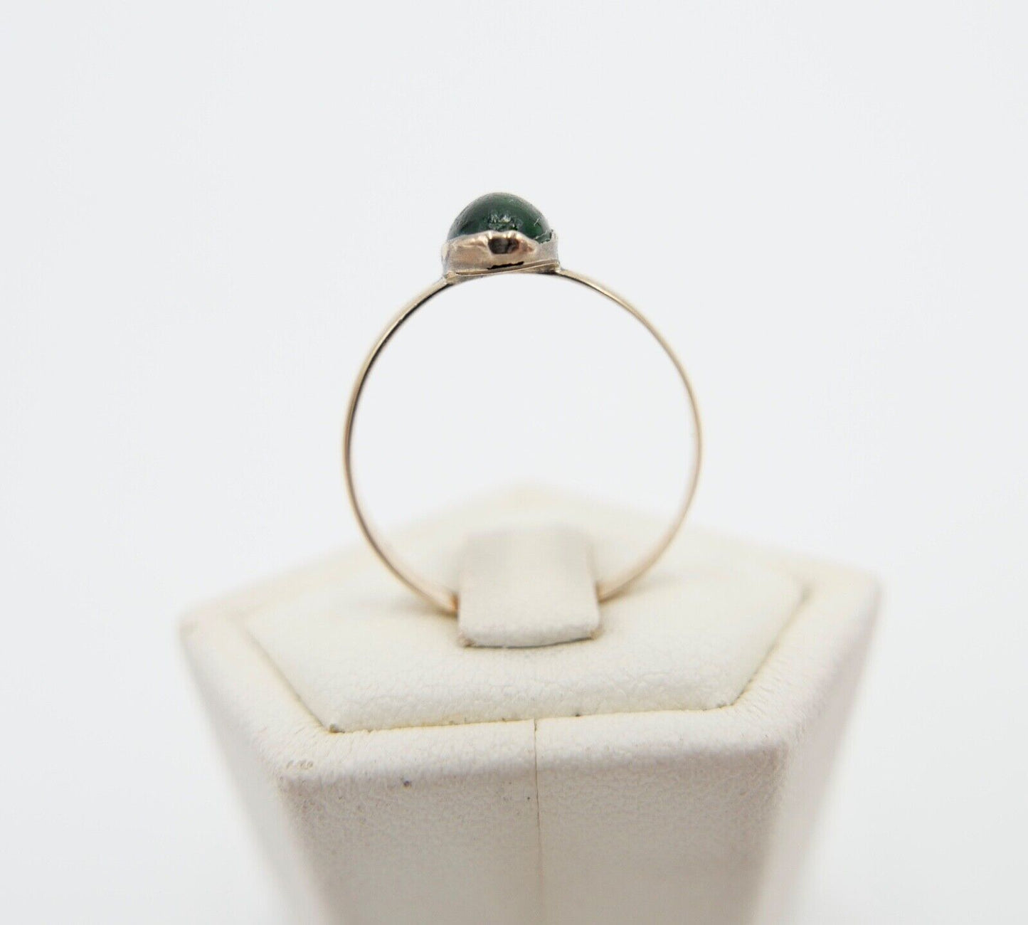 kleiner antiker Kinderring um 1880 Ring Gold 585 14K Gr. 49 mit grünem Glasstein - Antikhandel-Stuttgart