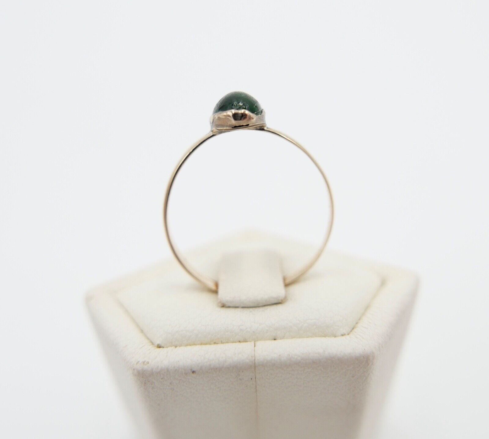 kleiner antiker Kinderring um 1880 Ring Gold 585 14K Gr. 49 mit grünem Glasstein - Antikhandel-Stuttgart