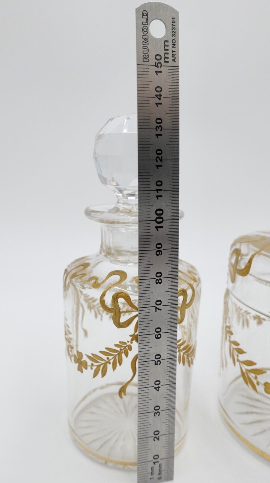 Antikes Glas Set Goldmalerei um 1900 Josephinenhütte 3-teilig Sehr guter Zutand - Antikhandel-Stuttgart