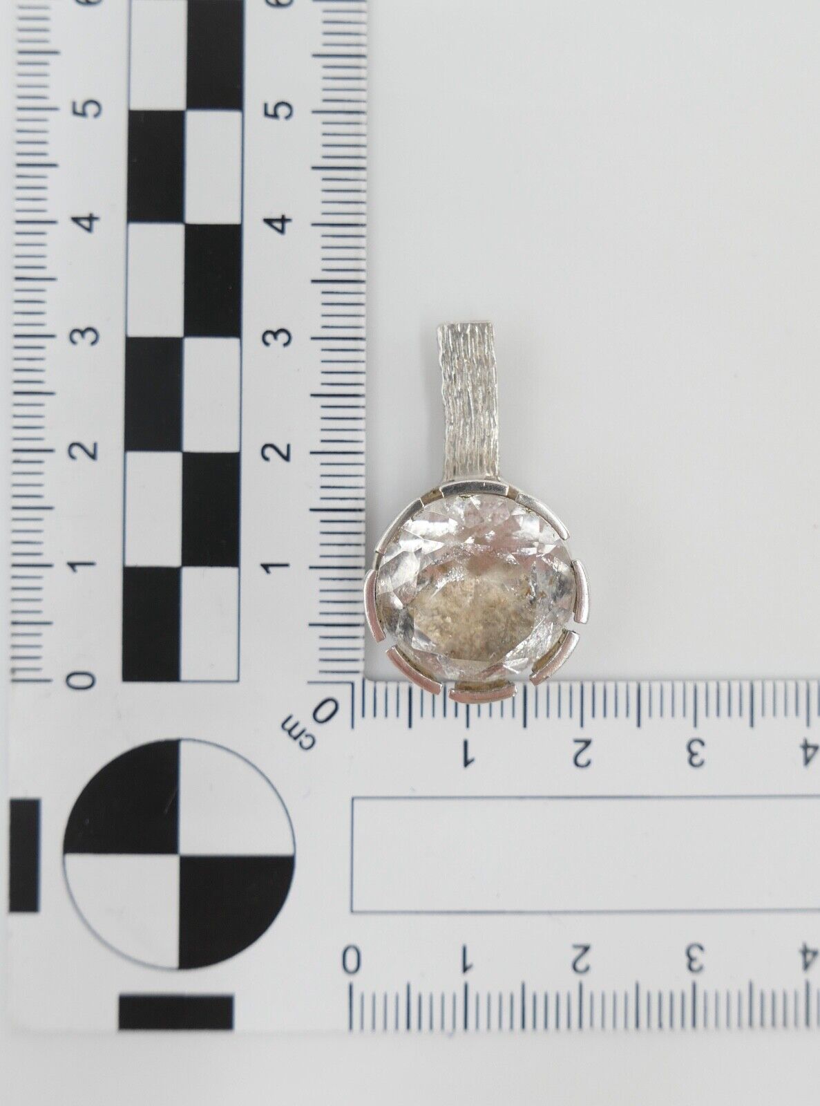 NIELSEN 925S RNS Silber Anhänger mit großem Bergkristall Ø 18 mm - Antikhandel-Stuttgart