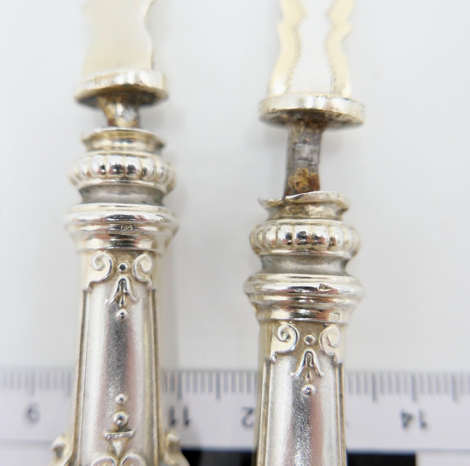 Seltenes Antikes 2 Tlg. Vorlegebesteck Fischgerichte Silber / vergoldet 19. JH - Antikhandel-Stuttgart