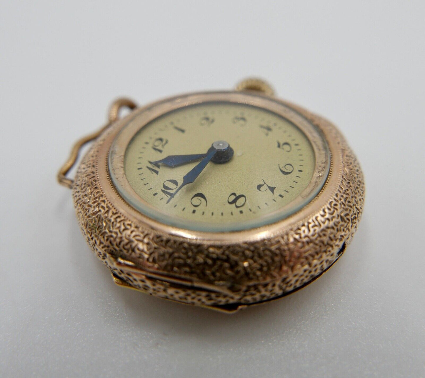 Antike Schweizer Damen Taschenuhr Kettenuhr 585 Gold Floral Emaille OPEN FACE - Antikhandel-Stuttgart