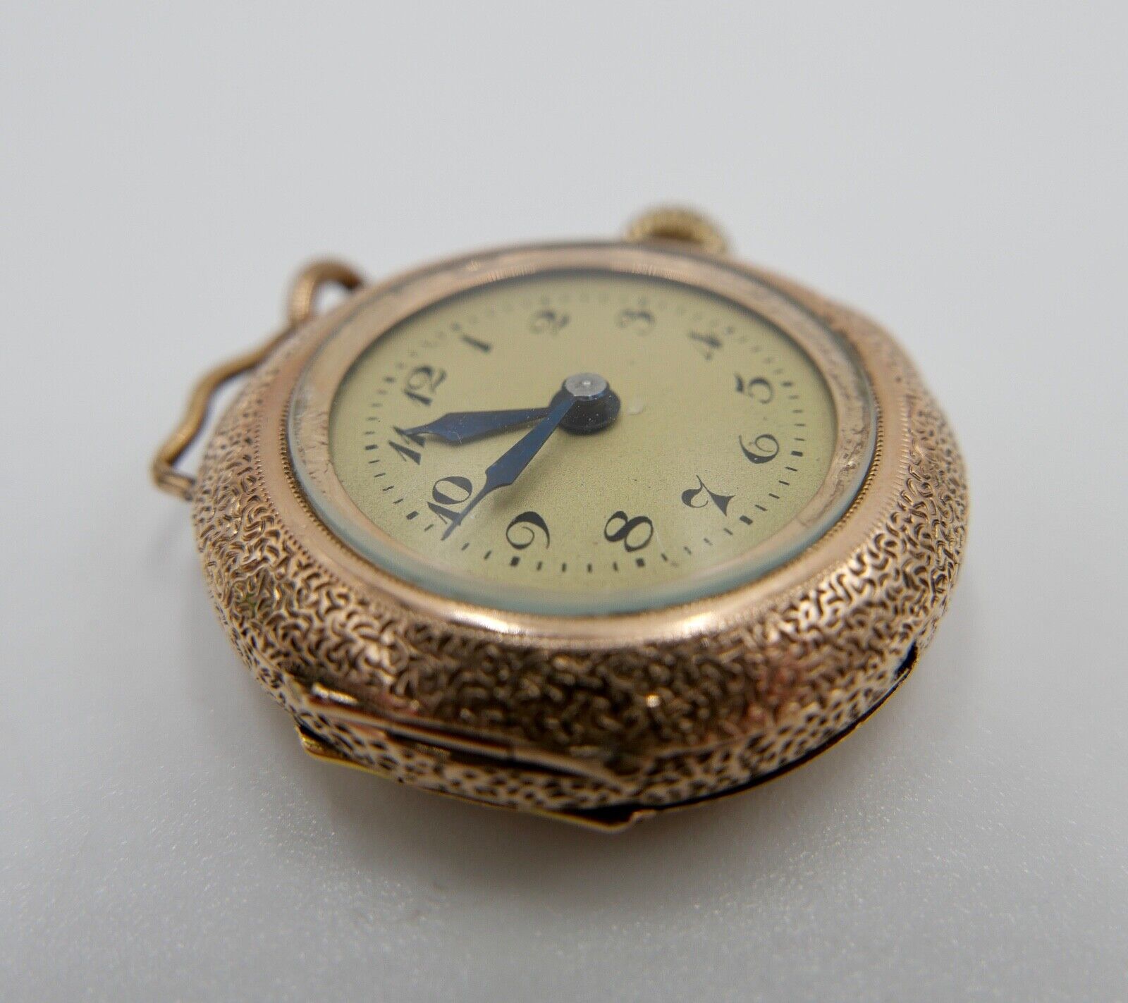 Antike Schweizer Damen Taschenuhr Kettenuhr 585 Gold Floral Emaille OPEN FACE - Antikhandel-Stuttgart