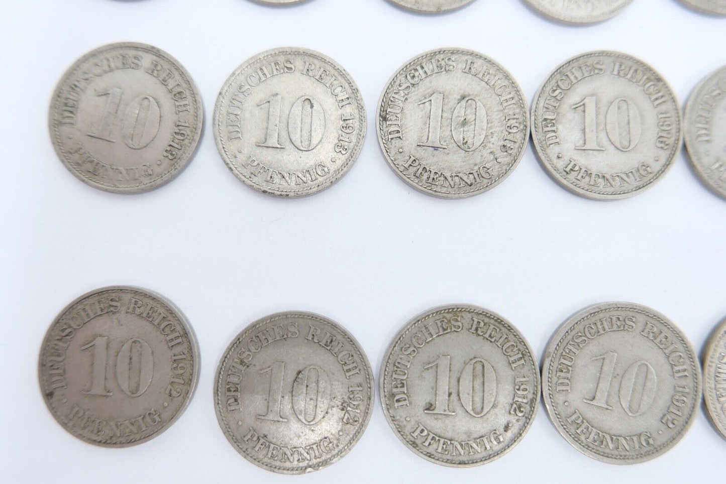 42x 10 Pfennig Kaiserreich 1912 1913 1914 1915 Jäger J. 13 ss-stg - Antikhandel-Stuttgart