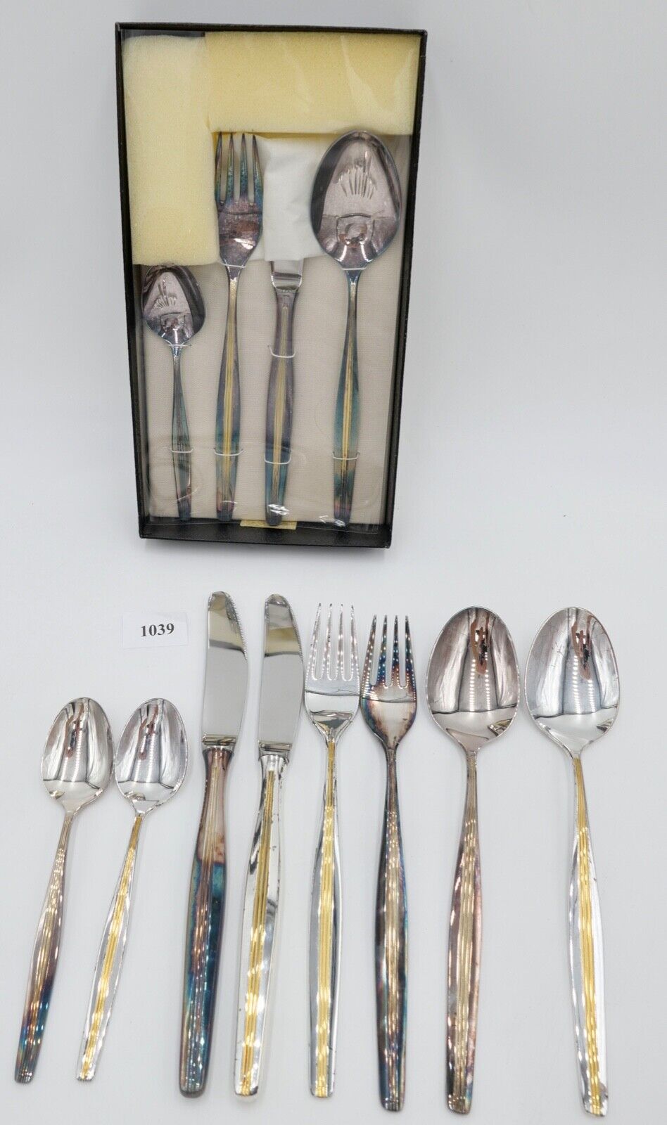 - NEU - OVP 12 Teile AUERHAHN LARISSA EXQUISIT Gold Dekor 90er Silber vergoldet - Antikhandel-Stuttgart