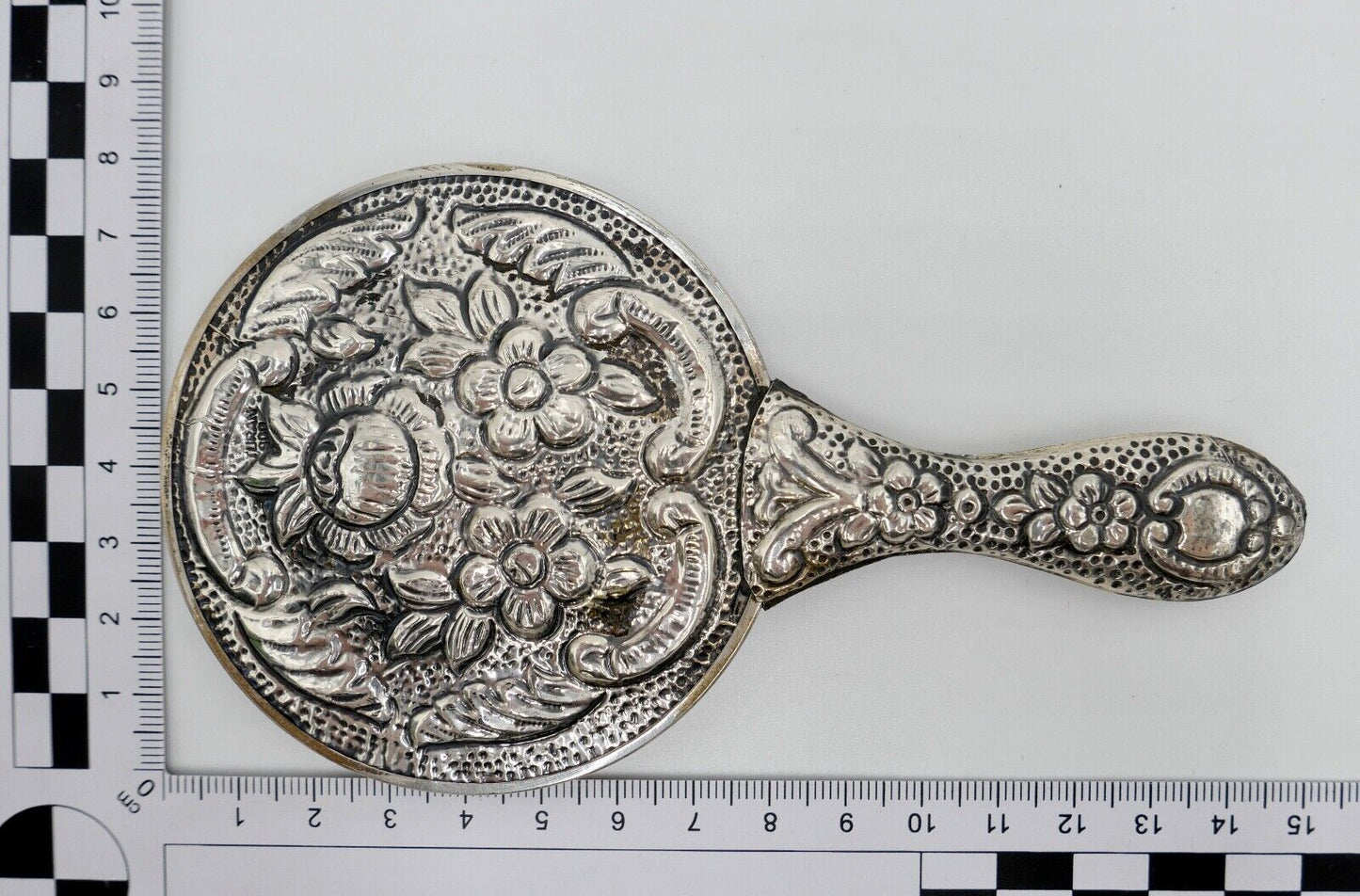 2x alte Handspiegel ACAR / TURAN 900 Silber Blumenmuster Taschenspiegel - Antikhandel-Stuttgart