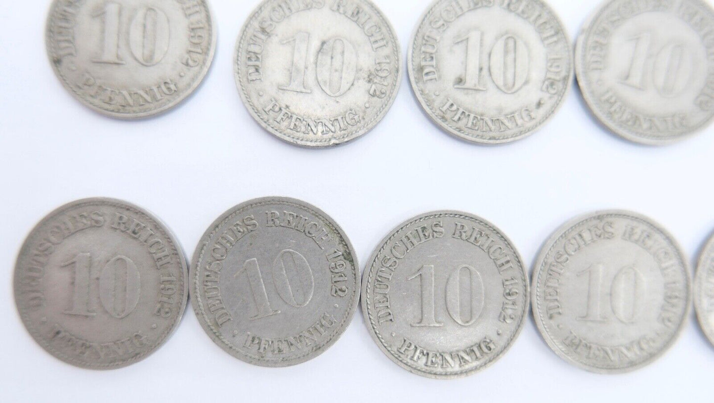 42x 10 Pfennig Kaiserreich 1912 1913 1914 1915 Jäger J. 13 ss-stg - Antikhandel-Stuttgart
