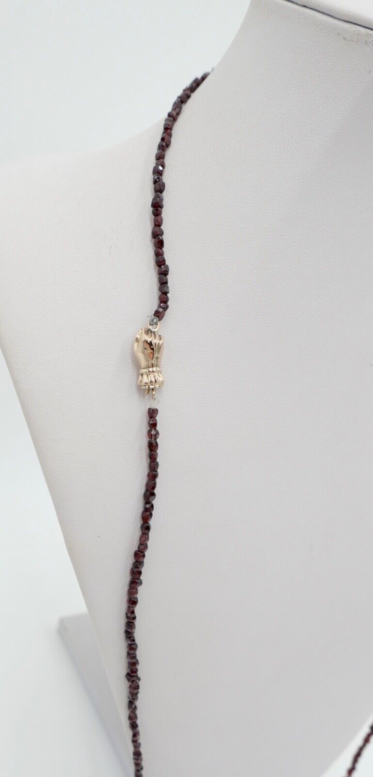 Altes Collier / Kette 88cm Rotgold 585 14K Gold mit Granat - Antikhandel-Stuttgart