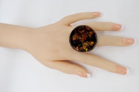 Bernstein Designer Ring Gr. 62 Silber 925 - Antikhandel-Stuttgart