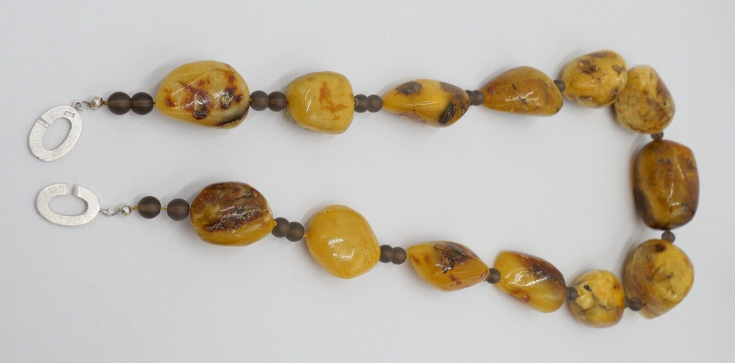 vintage XXL Bernstein Kette Halskette Collier 296,6 gr silber 925 - Antikhandel-Stuttgart