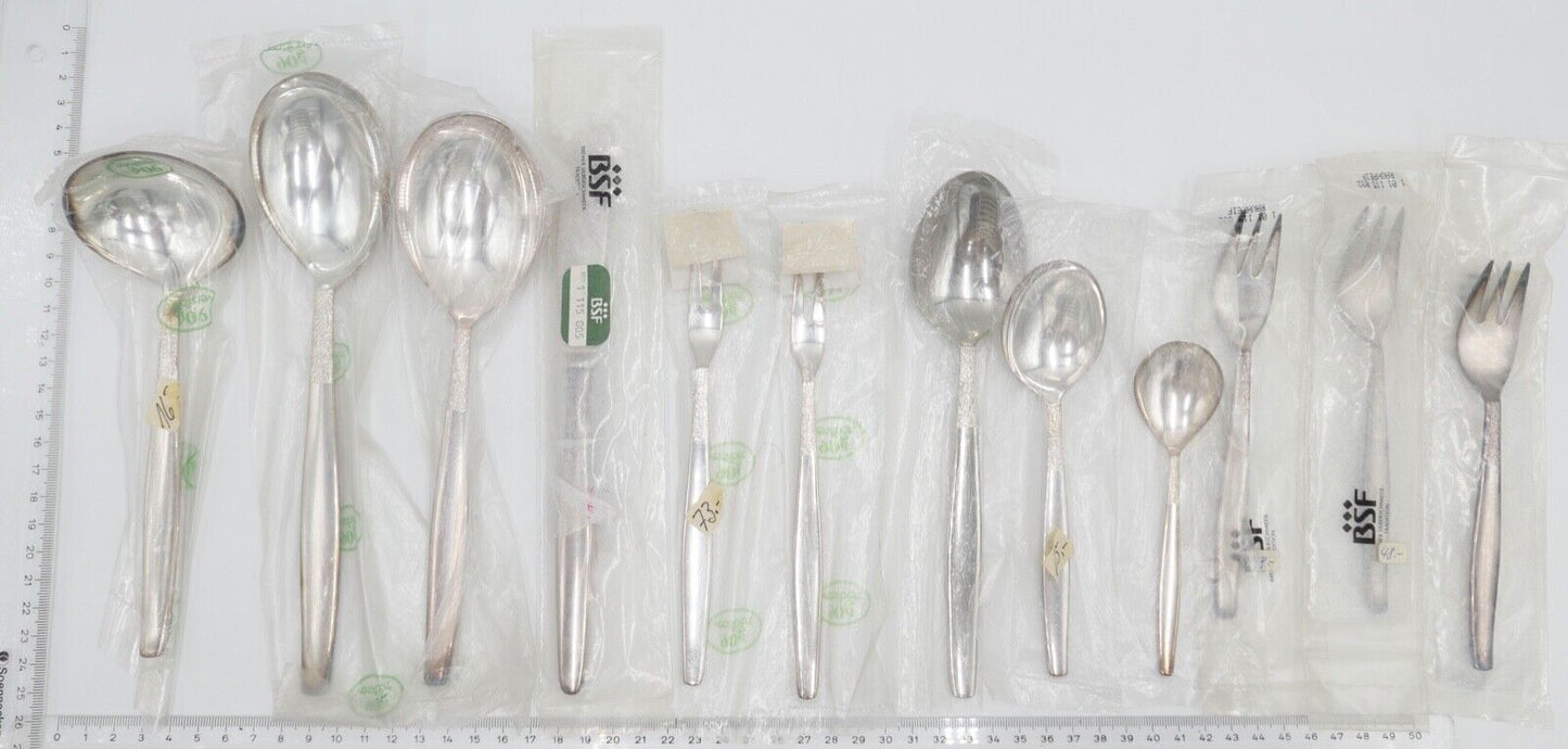 NEU - BSF RAUHREIF 90 Silber 36 Teile Besteck Löffel Gabel Messer Tortenheber - Antikhandel-Stuttgart