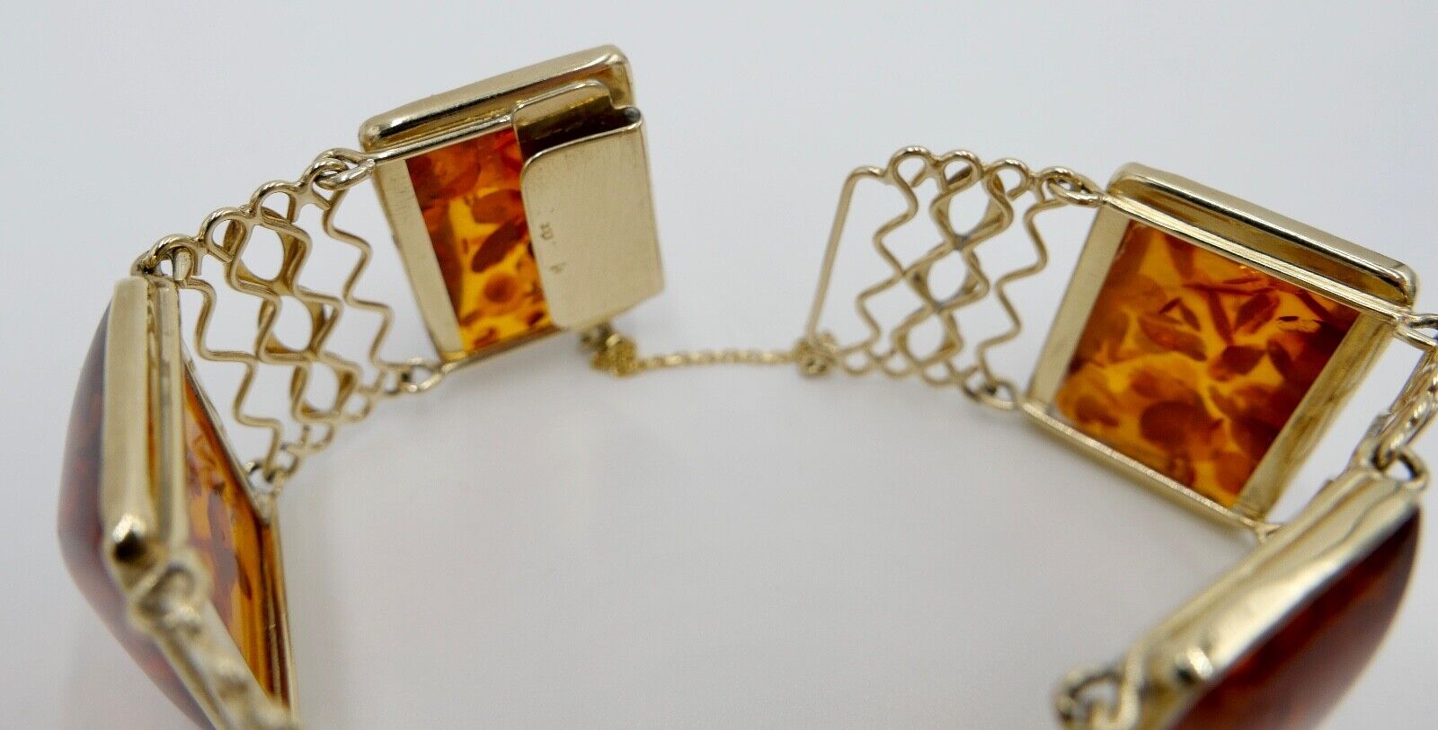 333 Gelbgold FKE Damen Bernstein Glieder Armband 19,3 cm - Antikhandel-Stuttgart