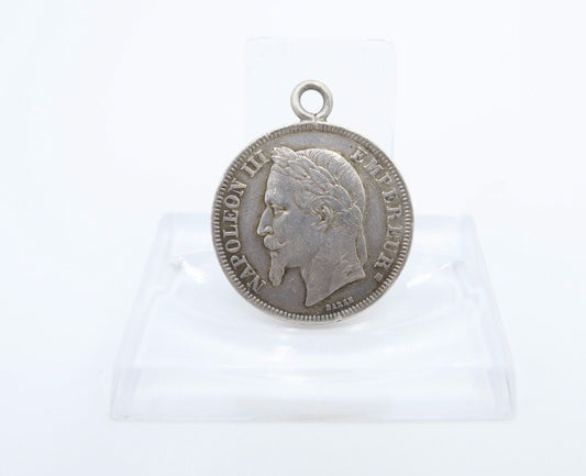 Silber Münze 2 Francs 1868 gefasst Frankreich Napoleon III ss-ss+ - Antikhandel-Stuttgart