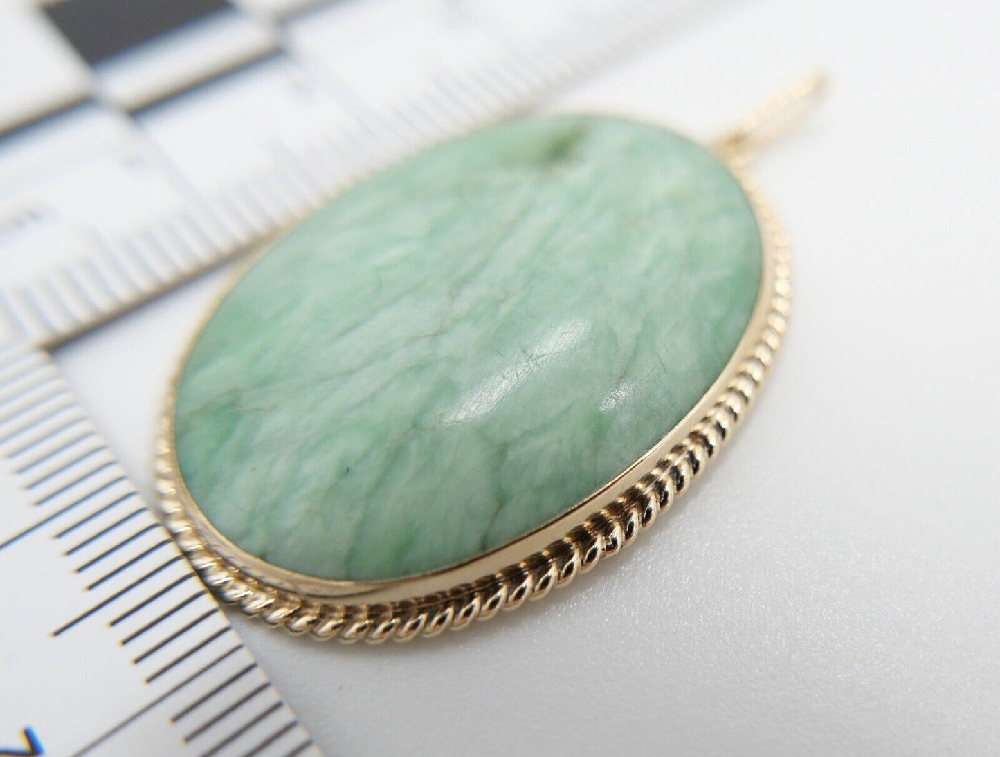 1980er Jahre Gelbgold 585 / 14K Anhänger mit AVENTURIN - Antikhandel-Stuttgart