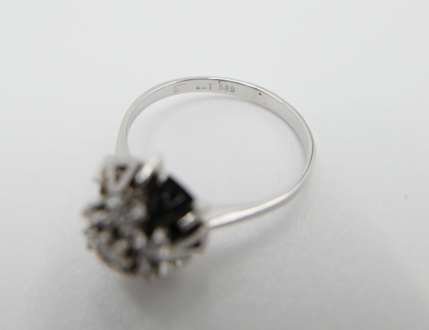 Weiß Gold Ring Dreieck Motiv 585 14K mit Brillant & Zirkonia 0,22 Ct Gr. 59 - Antikhandel-Stuttgart