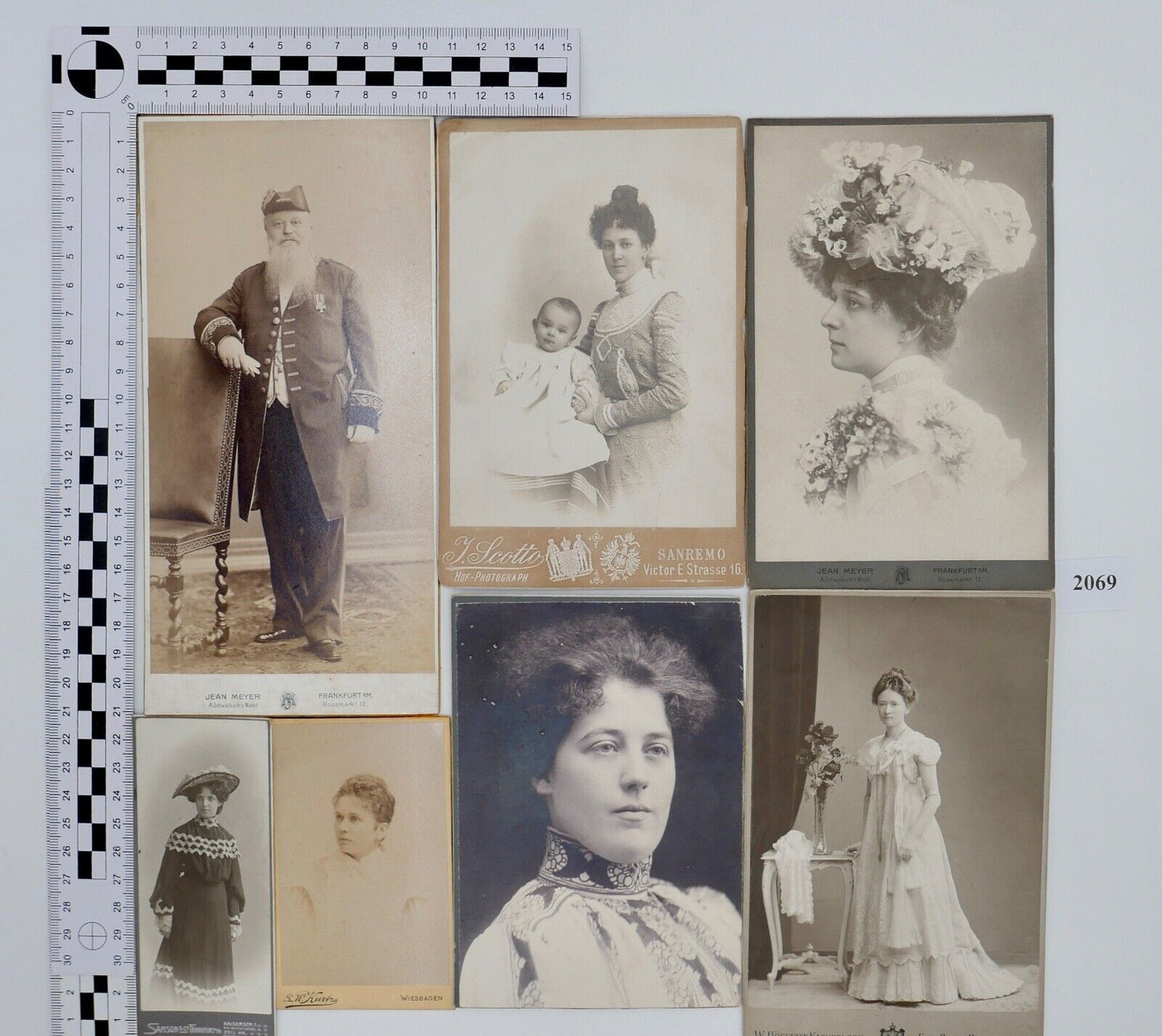 7x antike Großfoto auf Pappe Portrait Frankfurt Sanremo Wiesbaden Bonn - Antikhandel-Stuttgart