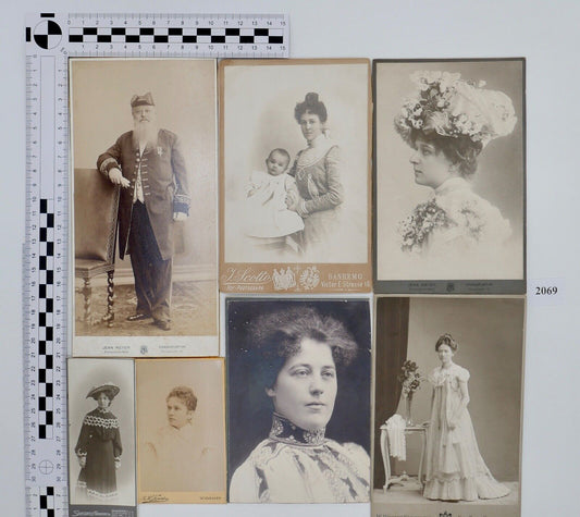 7x antike Großfoto auf Pappe Portrait Frankfurt Sanremo Wiesbaden Bonn - Antikhandel-Stuttgart