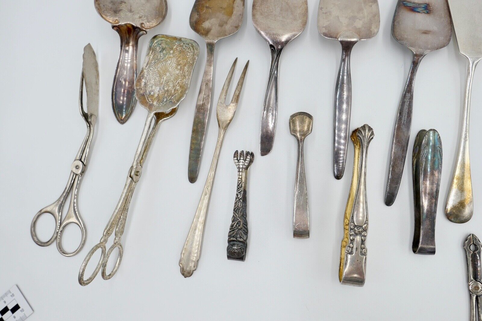 Konvolut Tortenheber Schere Zucke Fisch Fleisch WMF 90er Silberauflage 20 Stück - Antikhandel-Stuttgart