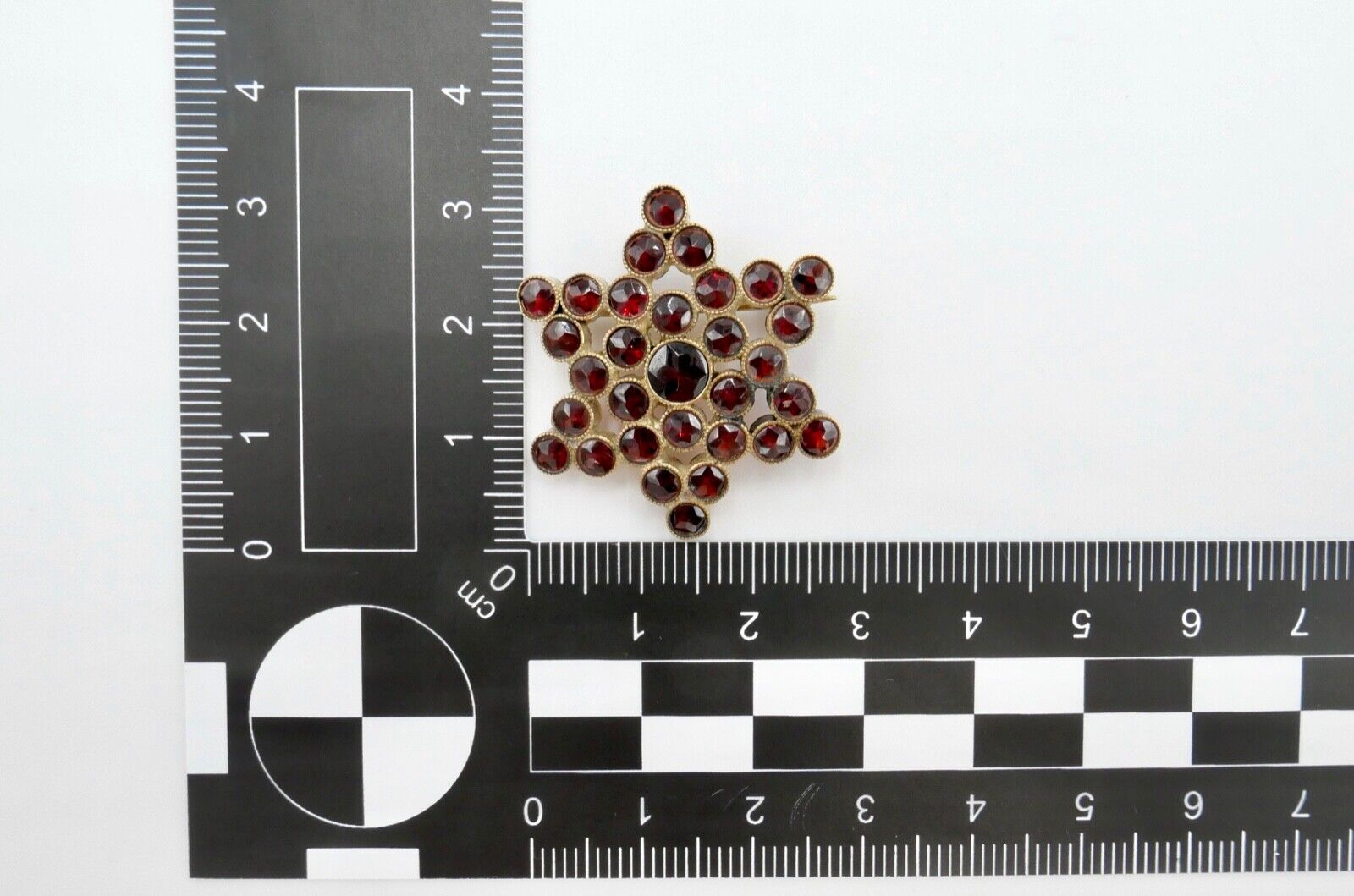 alte Stern Granat Brosche vergoldet 4,8 gr - Antikhandel-Stuttgart