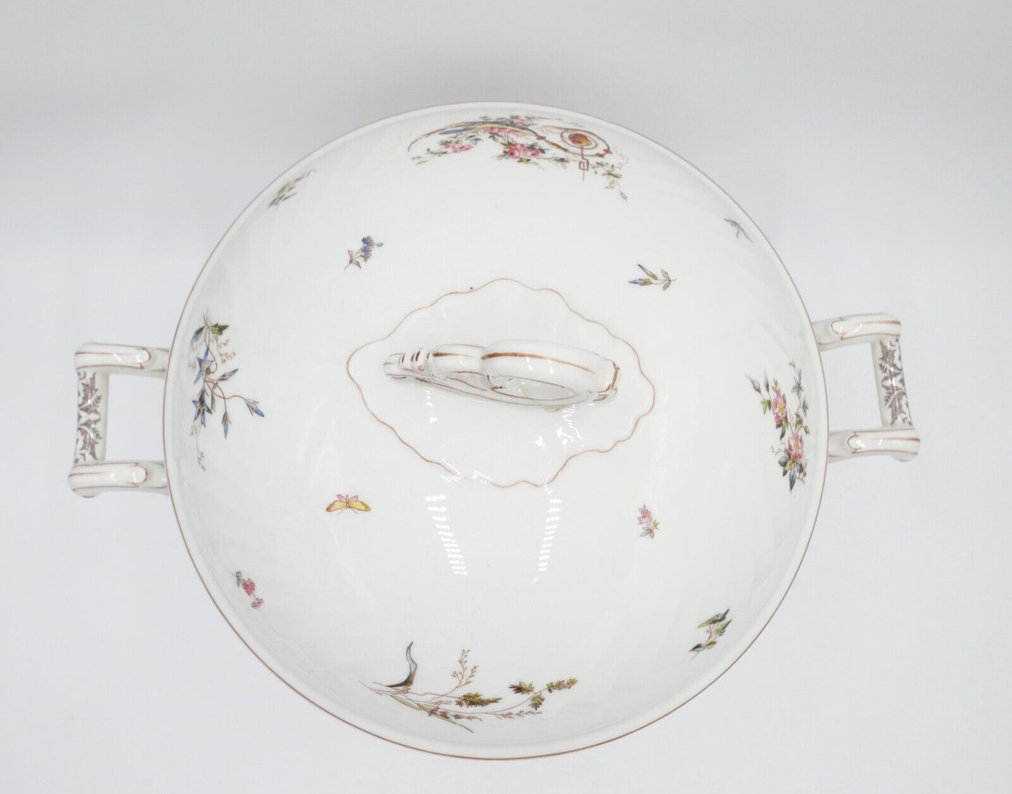 um 1900 große JUGENDSTIL XL Suppenterrine florales Dekor Blumenmuster Gravur - Antikhandel-Stuttgart