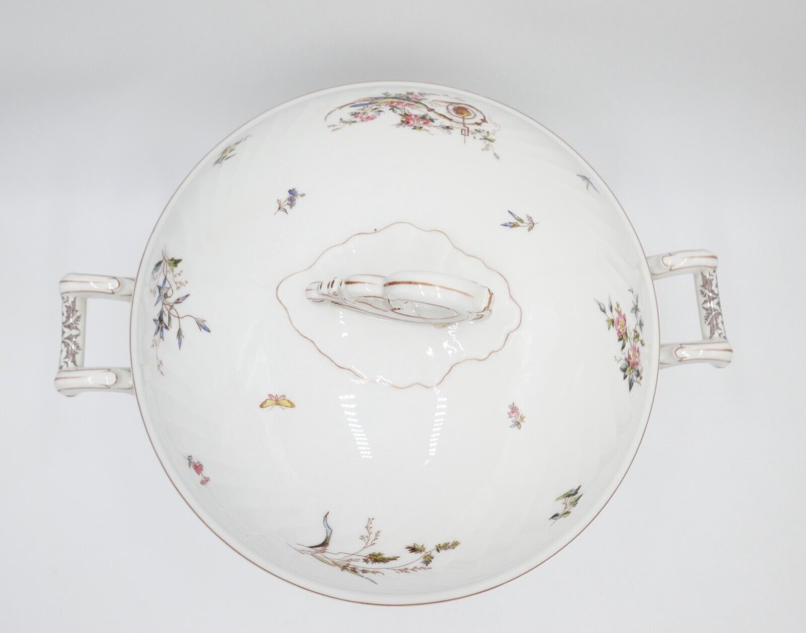 um 1900 große JUGENDSTIL XL Suppenterrine florales Dekor Blumenmuster Gravur - Antikhandel-Stuttgart