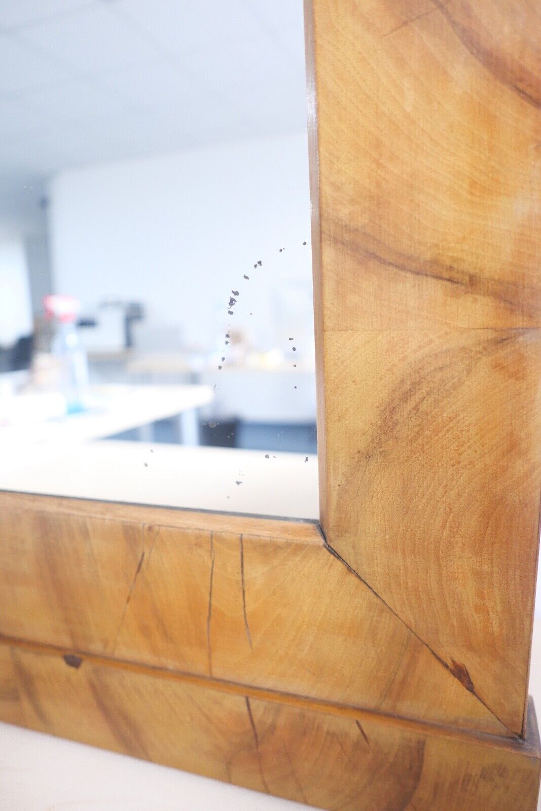 um 1820 / 1830 Biedermeier Spiegel Nussbaum Holz 100x60cm - Antikhandel-Stuttgart