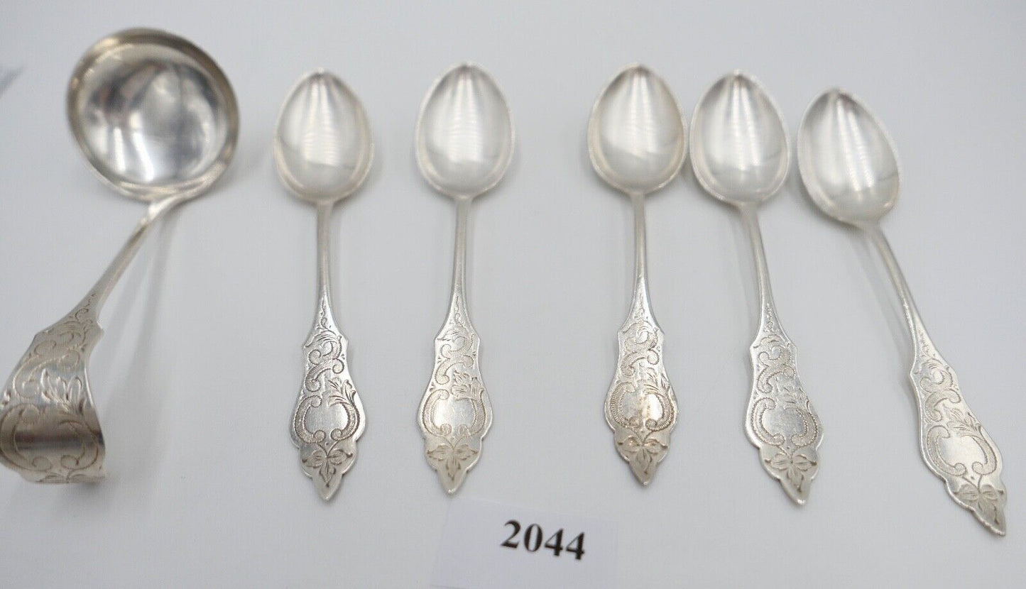 6 Tlg. OKB OTTO KROPP Besteck Ostfriesenmuster 90er Silber versilbert - Antikhandel-Stuttgart