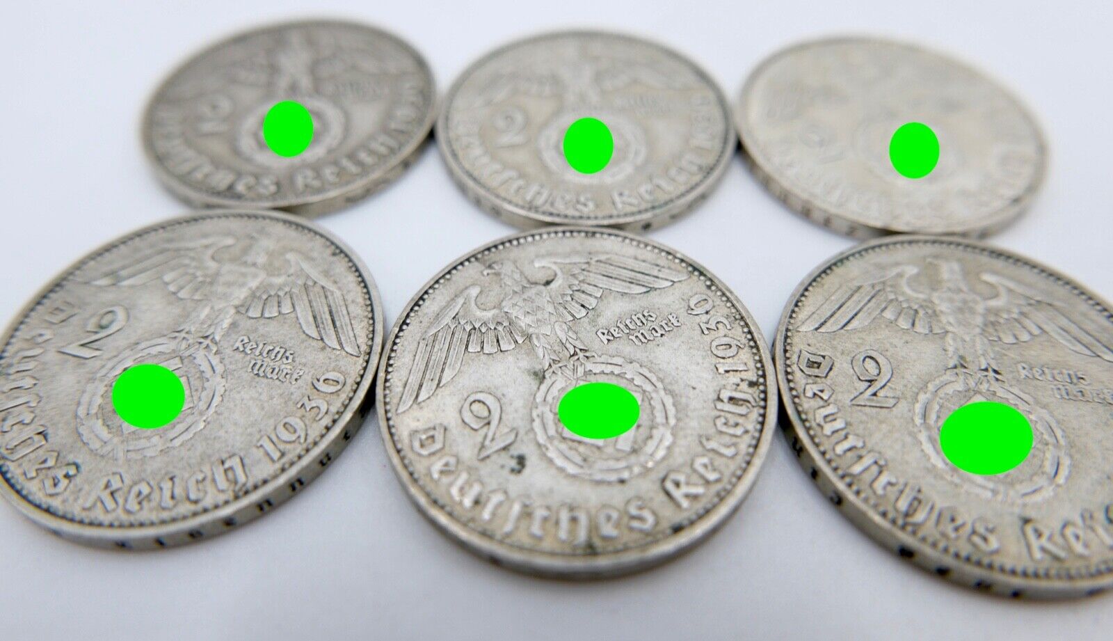 6x 2 Reichsmark 625 Silbermünzen 1936 Jäger J. 366 Hindenburg - Antikhandel-Stuttgart