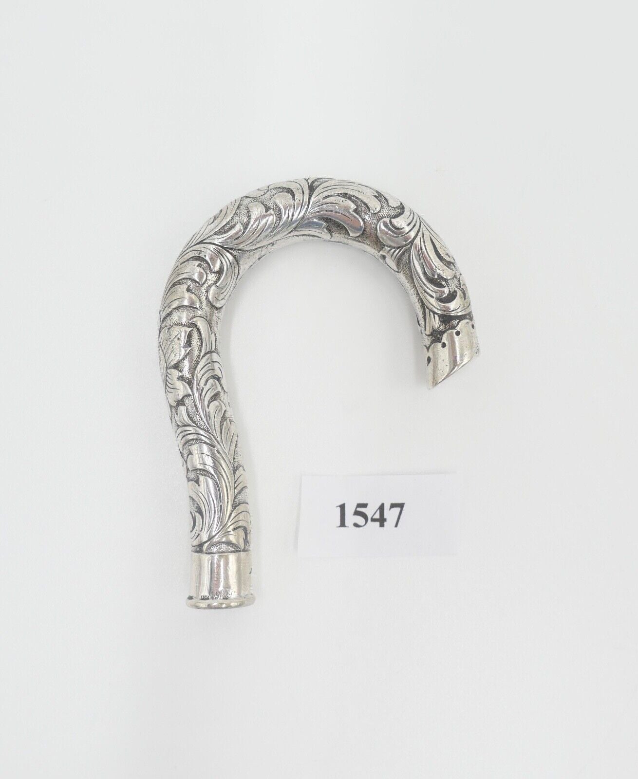 um 1900 Jugendstil Flanierstock Griff 800 Silber Monogramm JW mit Meistermarke - Antikhandel-Stuttgart