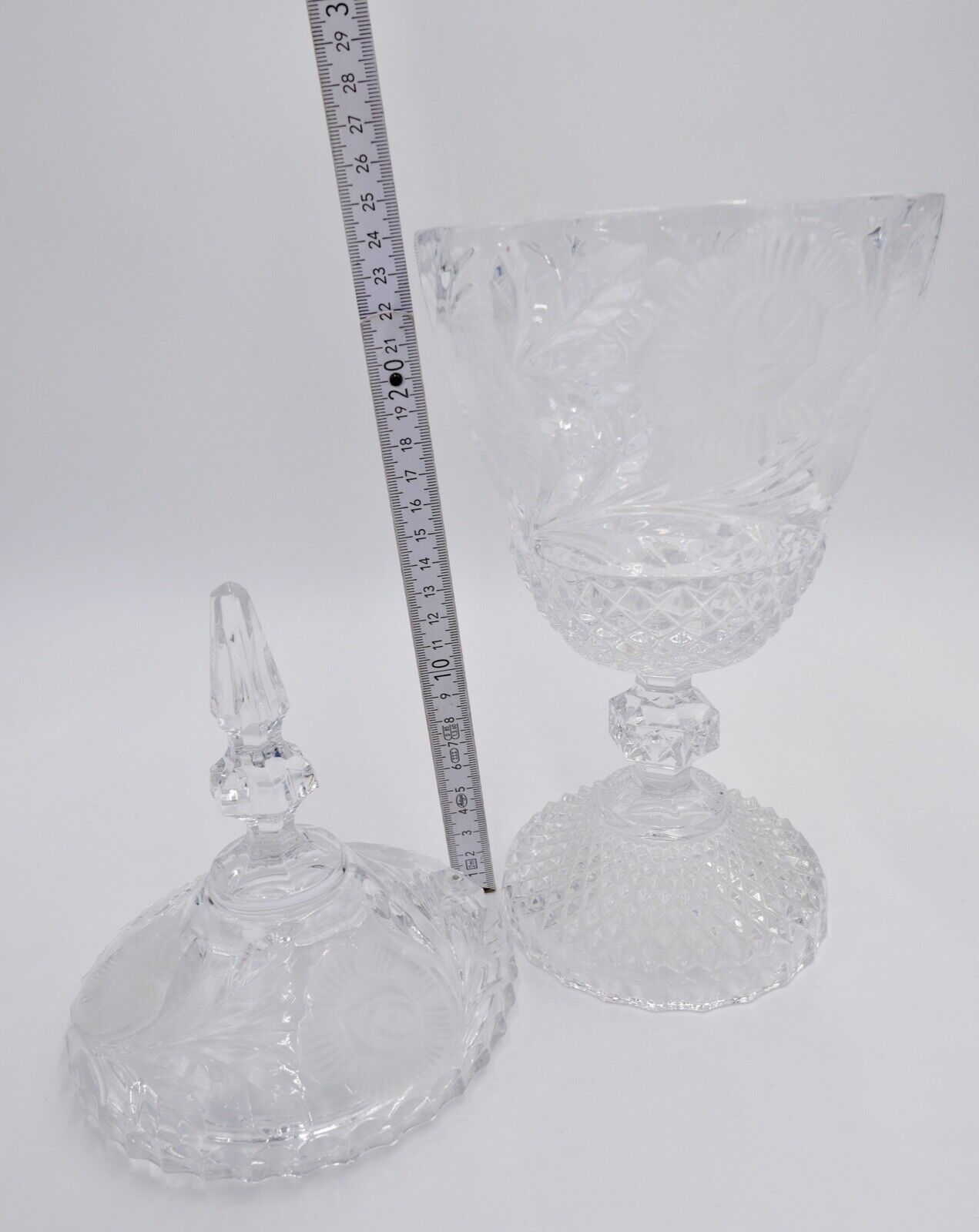 alt vintage Krug Karaffe Kanne Pokal Bleikristall geätztes Glas - Antikhandel-Stuttgart