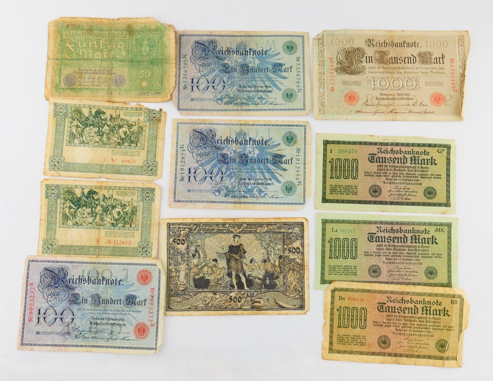 53 Scheine Inflation Posten Konvolut Geldscheine RO. Banknoten Mark Dinar - Antikhandel-Stuttgart