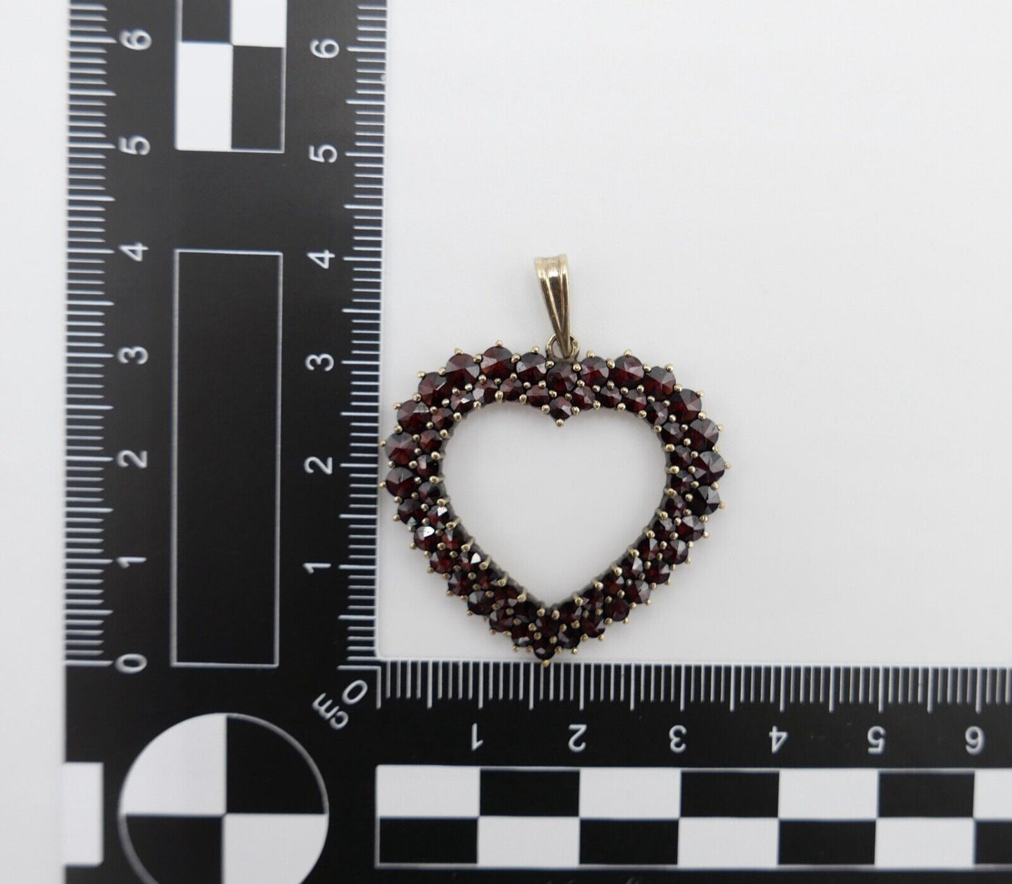 80er Jahre Anhänger Silber vergoldet Granat Herz - Antikhandel-Stuttgart