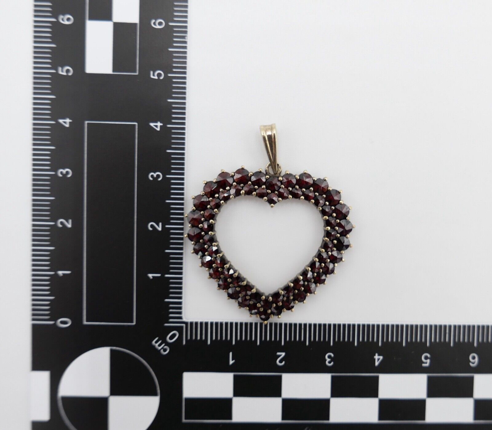 80er Jahre Anhänger Silber vergoldet Granat Herz - Antikhandel-Stuttgart