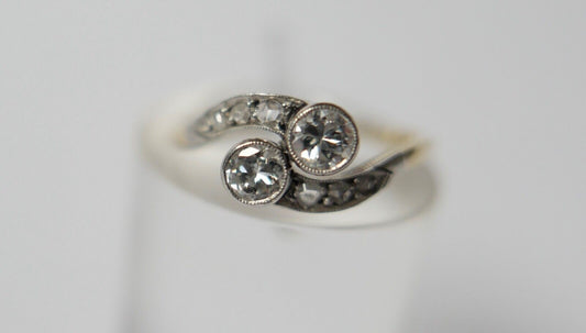 tuá e muá Gelbgold Ring 0,54 Ct Brillanten 585 14K Gr.52 1950er Jahre - Antikhandel-Stuttgart