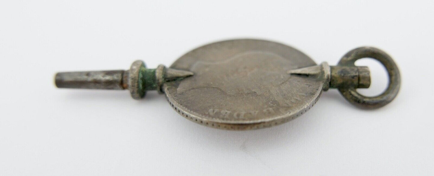 1/2 Gulden 1838 Leopold Baden Taschenuhr / Aufzug Schlüssel Umgearbeitet UNIKAT - Antikhandel-Stuttgart